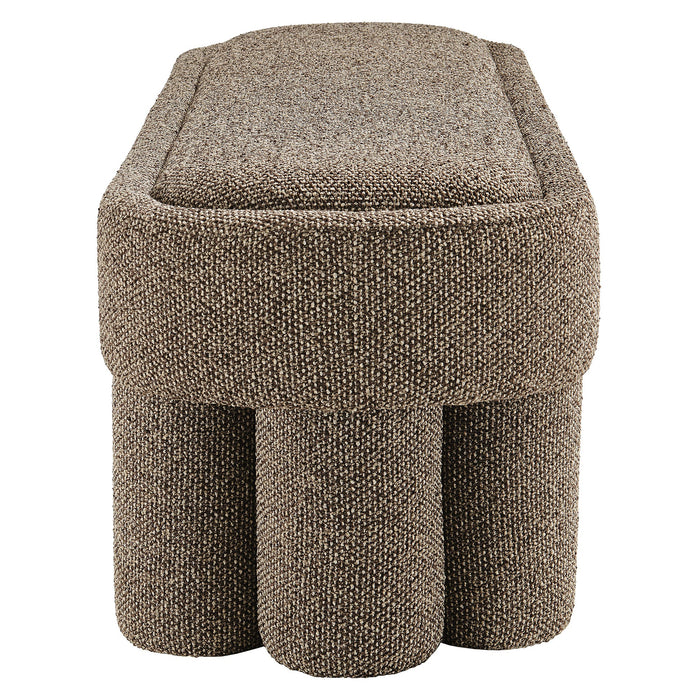 Mossi 52-Inch Oval Boucle Fabric Bench Earth