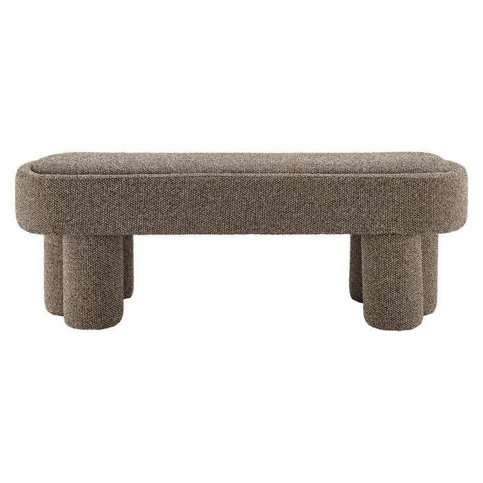 Mossi 52-Inch Oval Boucle Fabric Bench Earth