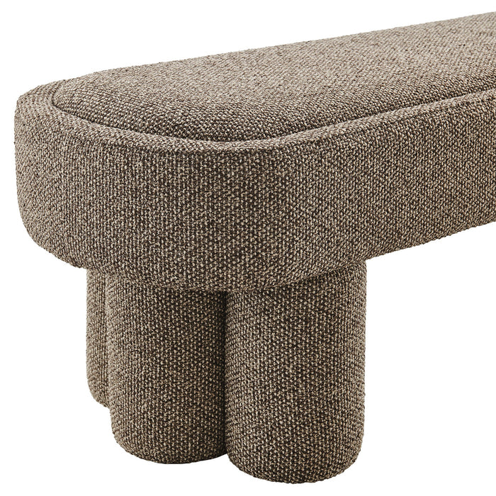Mossi 52-Inch Oval Boucle Fabric Bench Earth