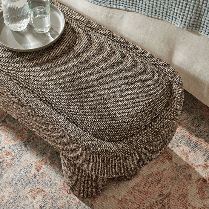 Mossi 52-Inch Oval Boucle Fabric Bench Earth