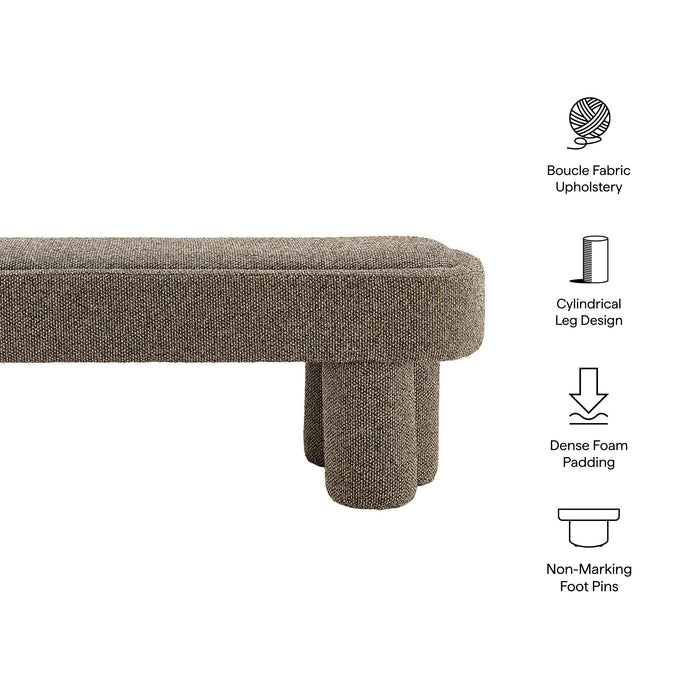 Mossi 52-Inch Oval Boucle Fabric Bench Earth