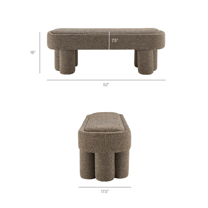 Mossi 52-Inch Oval Boucle Fabric Bench Earth