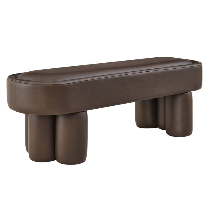 Mossi 52-Inch Oval Vegan Leather Bench Espresso