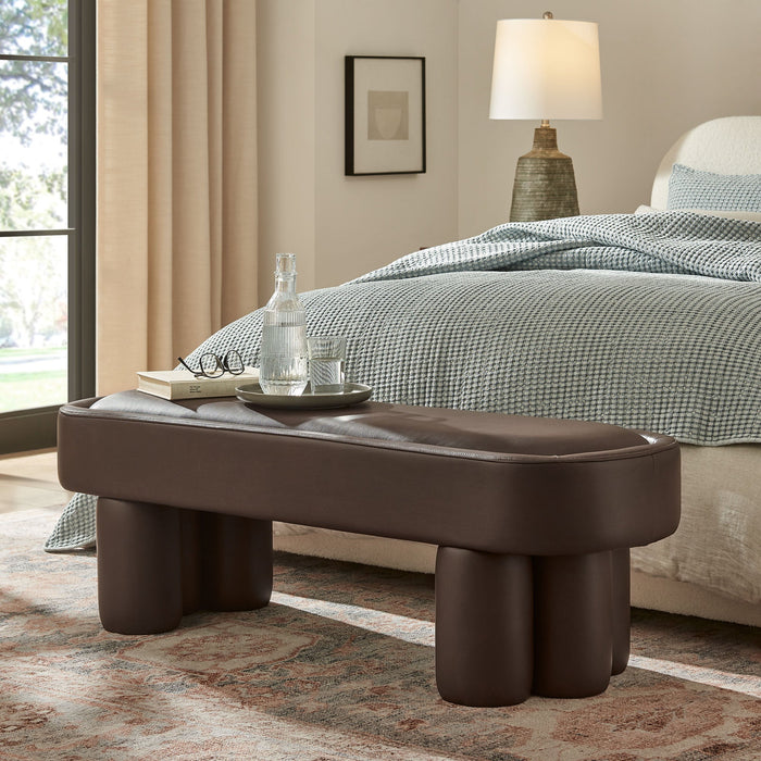 Mossi 52-Inch Oval Vegan Leather Bench Espresso