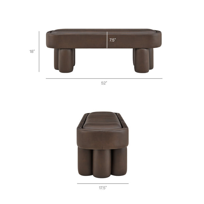 Mossi 52-Inch Oval Vegan Leather Bench Espresso