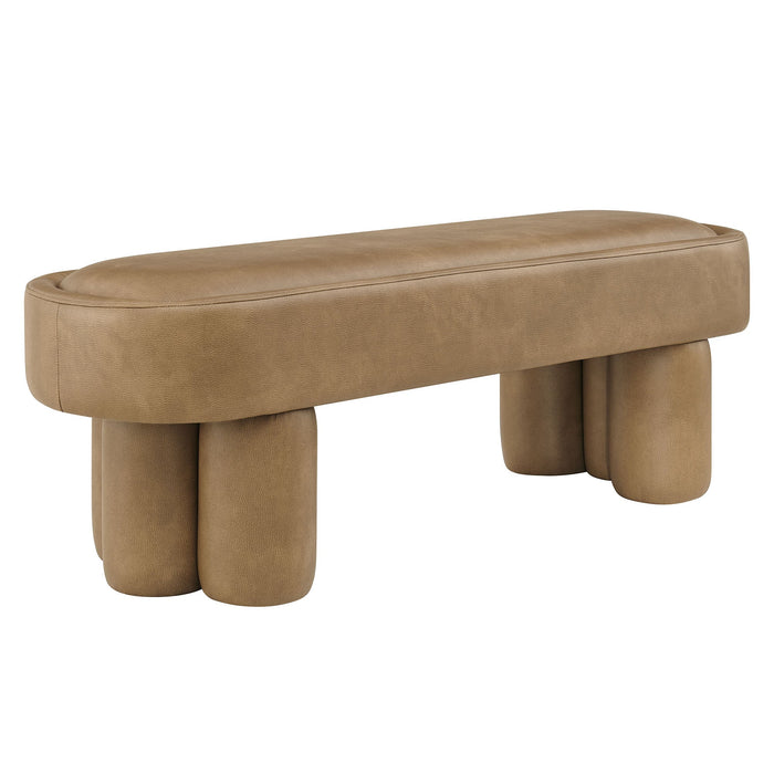 Mossi 52-Inch Oval Vegan Leather Bench Toast