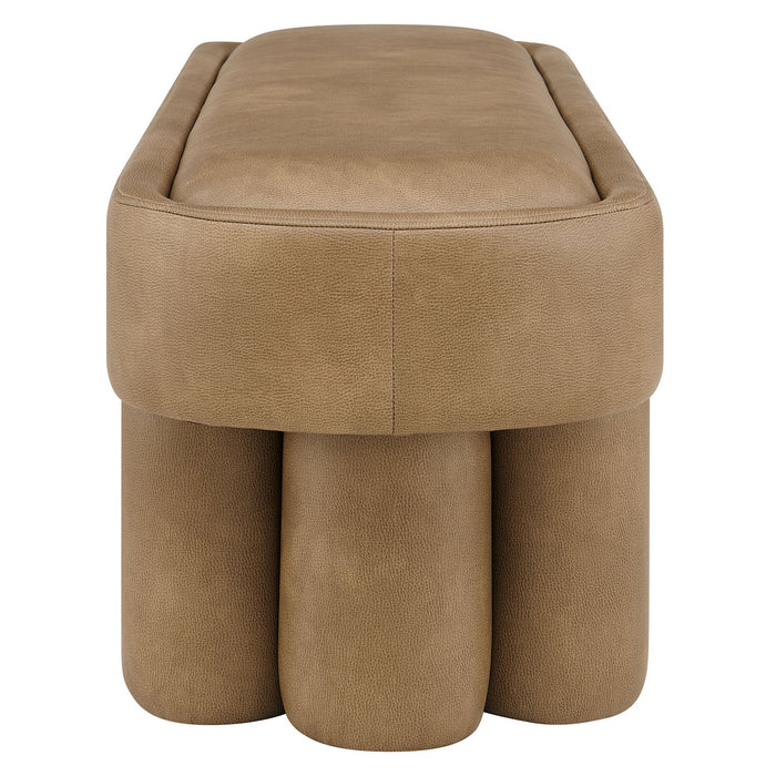 Mossi 52-Inch Oval Vegan Leather Bench Toast