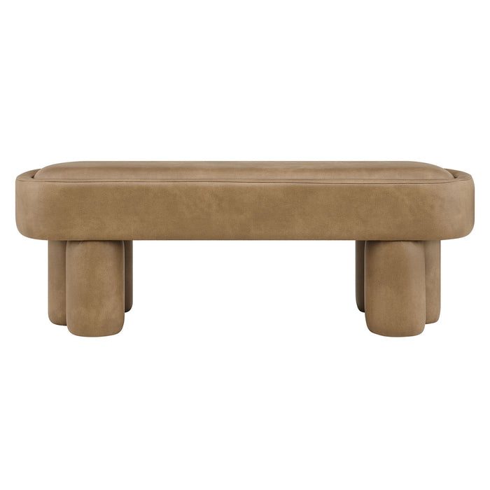 Mossi 52-Inch Oval Vegan Leather Bench Toast