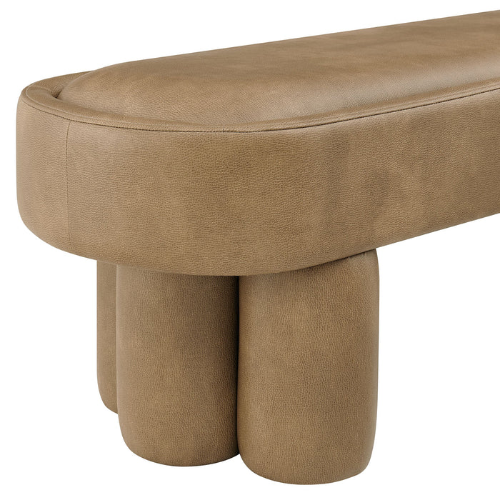 Mossi 52-Inch Oval Vegan Leather Bench Toast