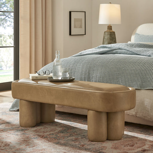 Mossi 52-Inch Oval Vegan Leather Bench Toast