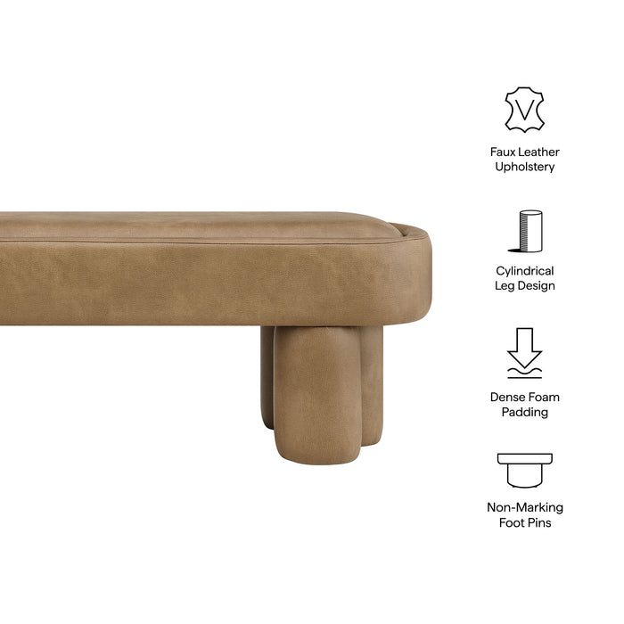 Mossi 52-Inch Oval Vegan Leather Bench Toast