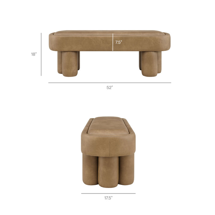 Mossi 52-Inch Oval Vegan Leather Bench Toast