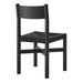 Modway Alvia Oak Wood Dining Side Chair With Woven Seat in Black - side view