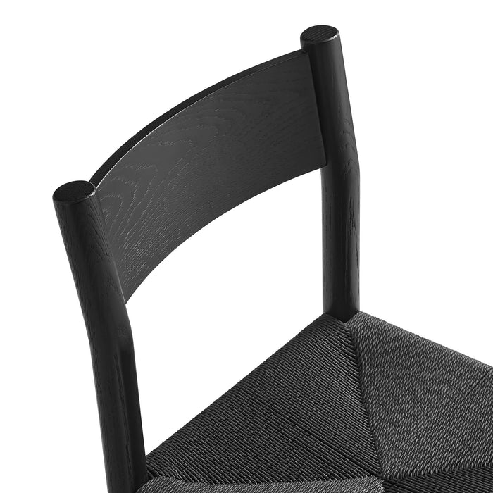 Modway Alvia Oak Wood Dining Side Chair With Woven Seat in Black - lifestyle view