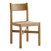 Modway Alvia Oak Wood Dining Side Chair With Woven Seat in Weathered Oak - front view