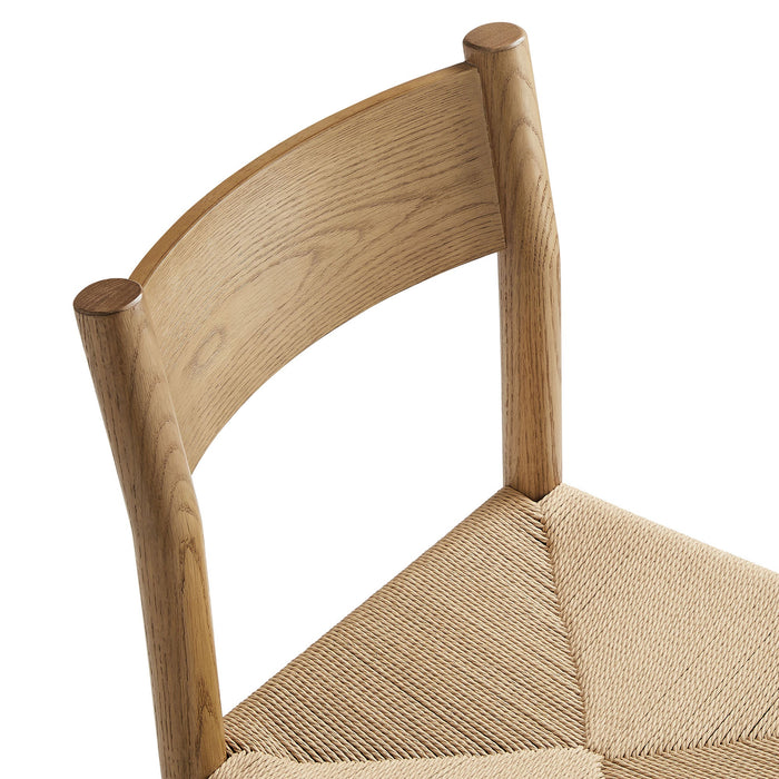 Modway Alvia Oak Wood Dining Side Chair With Woven Seat in Weathered Oak - lifestyle view