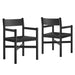 Modway Alvia Oak Wood Dining Armchairs With Woven Seats Set of 2 in Black - front view