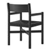 Modway Alvia Oak Wood Dining Armchairs With Woven Seats Set of 2 in Black - detail view