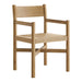 Modway Alvia Oak Wood Dining Armchairs With Woven Seats Set of 2 in Weathered Oak - angled view