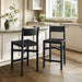 Modway Alvia Oak Wood Counter Stools With Woven Seats Set of 2 in Black - lifestyle view 14