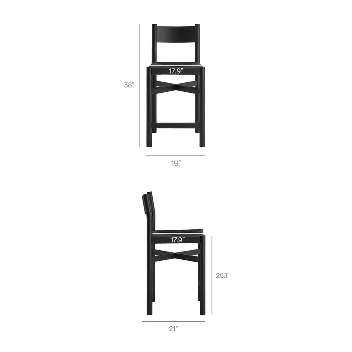 Modway Alvia Oak Wood Counter Stools With Woven Seats Set of 2 in Black - dimensions and specifications 20