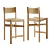 Modway Alvia Oak Wood Counter Stools With Woven Seats Set of 2 in Weathered Oak - front view