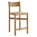 Modway Alvia Oak Wood Counter Stools With Woven Seats Set of 2 in Weathered Oak - angled view