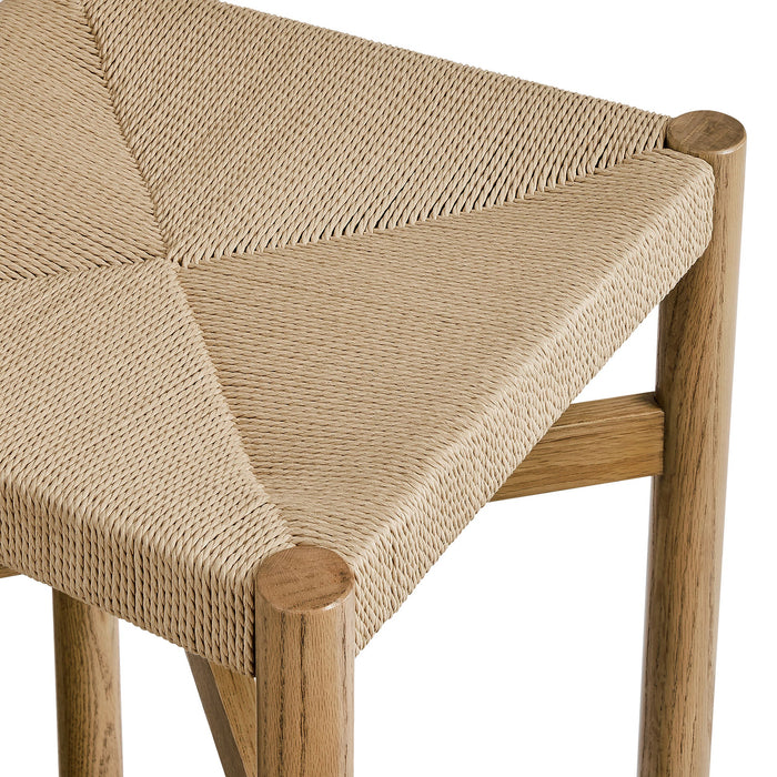 Modway Alvia Oak Wood Counter Stools With Woven Seats Set of 2 in Weathered Oak - lifestyle view 11