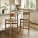 Modway Alvia Oak Wood Counter Stools With Woven Seats Set of 2 in Weathered Oak - lifestyle view 13