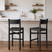 Modway Alvia Oak Wood Bar Stools With Woven Seats Set of 2 in Black - lifestyle view 14