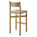 Modway Alvia Oak Wood Bar Stools With Woven Seats Set of 2 in Weathered Oak - detail view