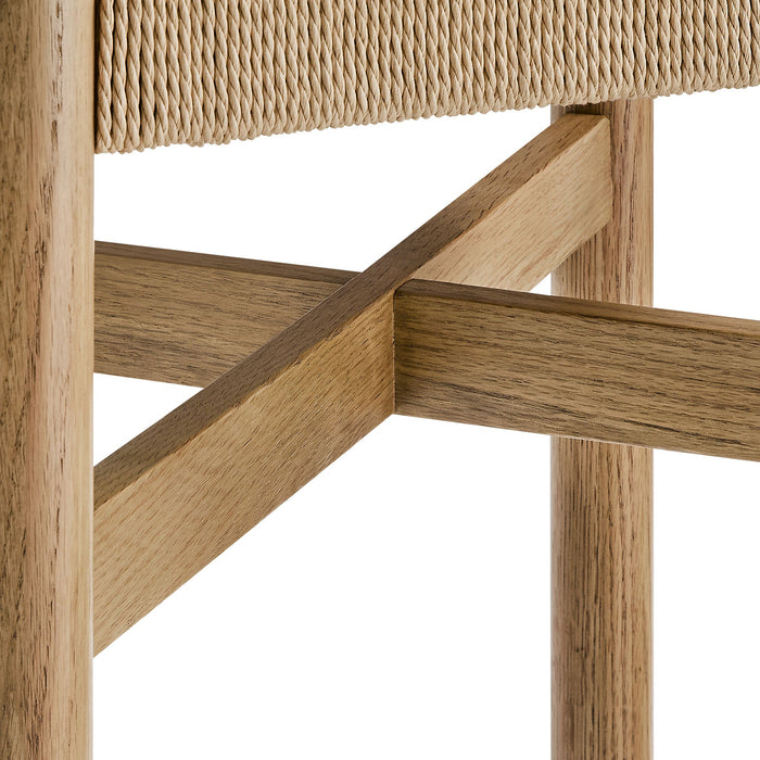 Modway Alvia Oak Wood Bar Stools With Woven Seats Set of 2 in Weathered Oak - lifestyle view 11