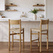 Modway Alvia Oak Wood Bar Stools With Woven Seats Set of 2 in Weathered Oak - lifestyle view 13