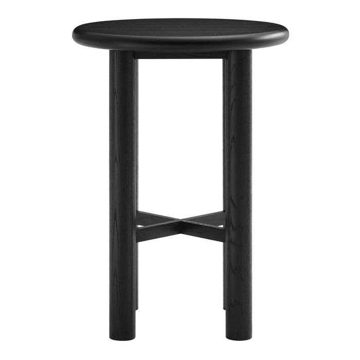Modway Alvia Round 30" Oak Wood Bar Table in Black - front view
