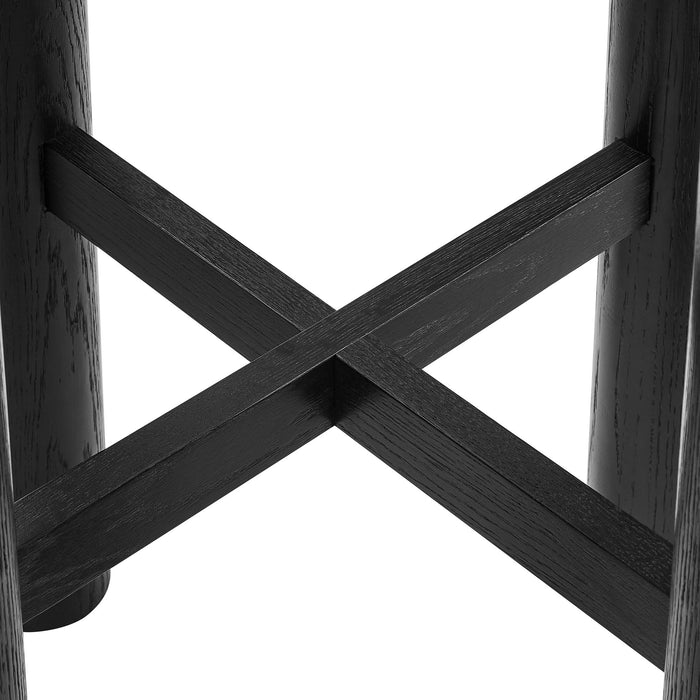 Modway Alvia Round 30" Oak Wood Bar Table in Black - side view