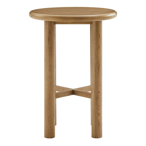 Modway Alvia Round 30" Oak Wood Bar Table in Weathered Oak - front view
