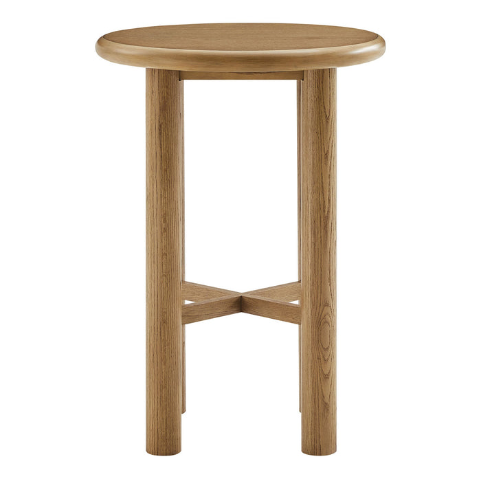 Modway Alvia Round 30" Oak Wood Bar Table in Weathered Oak - front view
