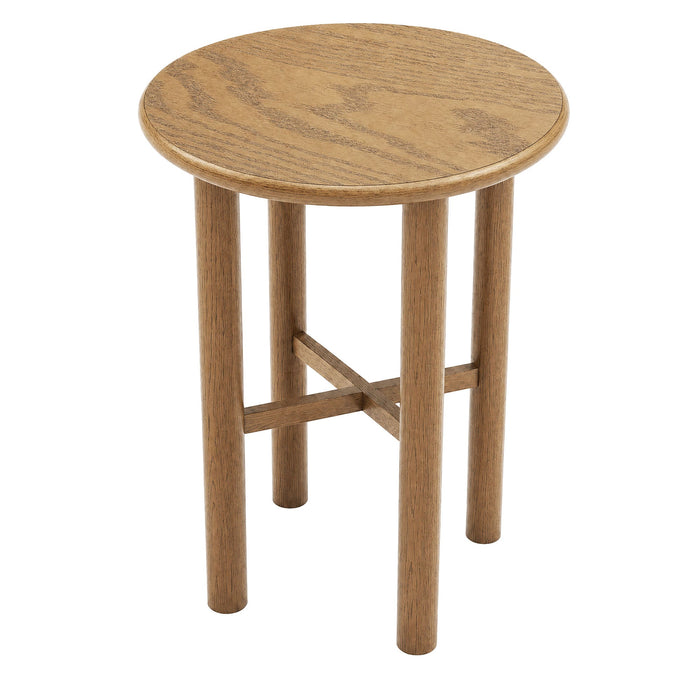 Modway Alvia Round 30" Oak Wood Bar Table in Weathered Oak - angled view