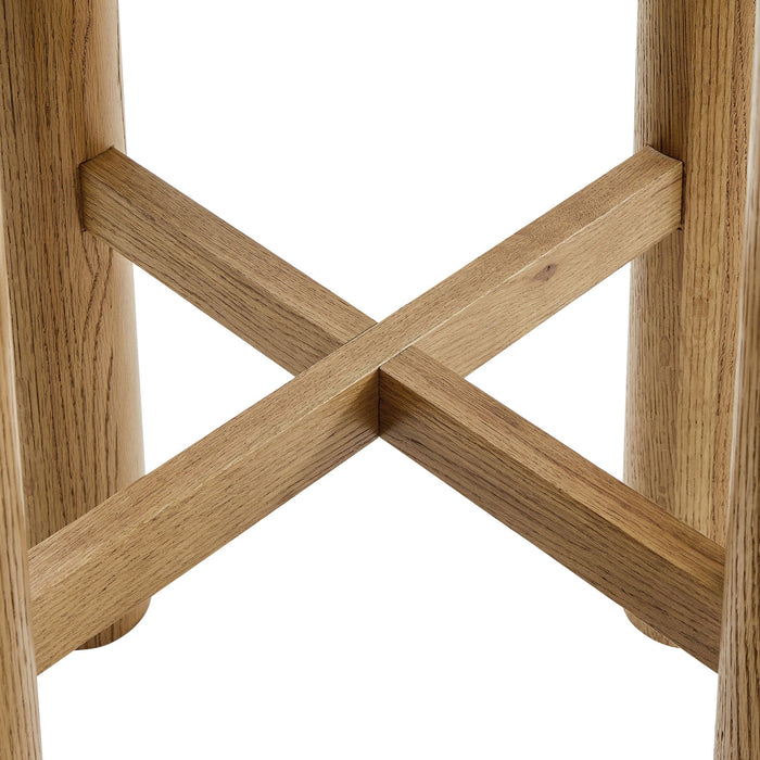 Modway Alvia Round 30" Oak Wood Bar Table in Weathered Oak - side view