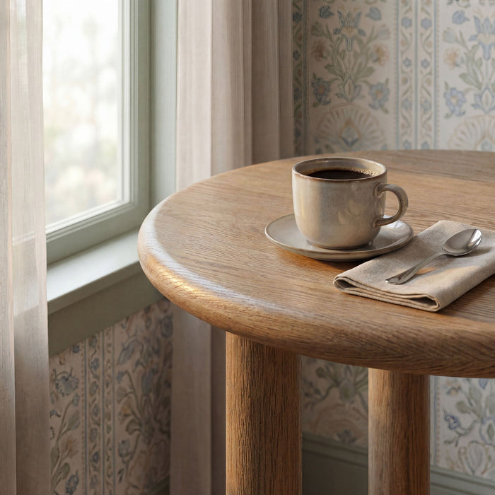 Modway Alvia Round 30" Oak Wood Bar Table in Weathered Oak - detail view