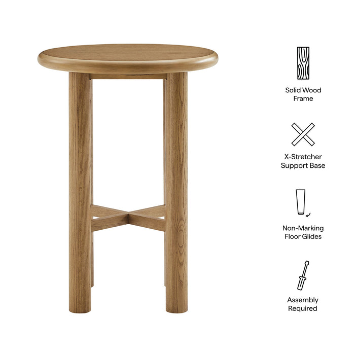 Modway Alvia Round 30" Oak Wood Bar Table in Weathered Oak - dimensions and specifications