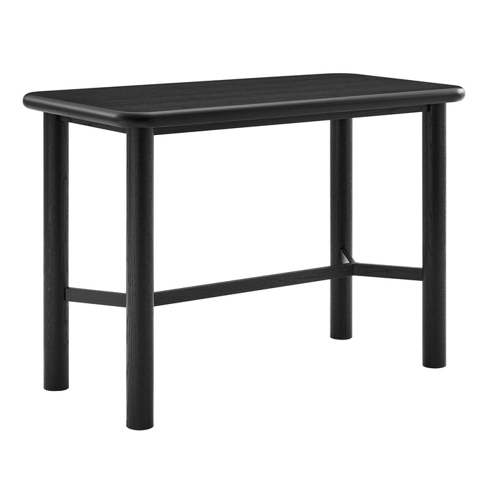 Modway Alvia Rectangular 60" Oak Wood Bar Table in Black - front view
