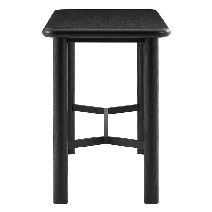 Modway Alvia Rectangular 60" Oak Wood Bar Table in Black - angled view
