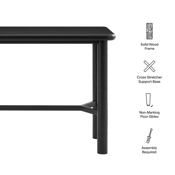 Modway Alvia Rectangular 60" Oak Wood Bar Table in Black - dimensions and specifications