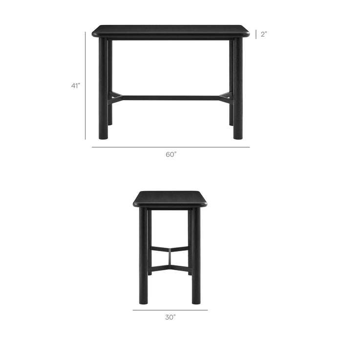 Modway Alvia Rectangular 60" Oak Wood Bar Table in Black - dimensions and specifications 20