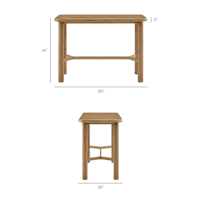 Modway Alvia Rectangular 60" Oak Wood Bar Table in Weathered Oak - dimensions and specifications 18