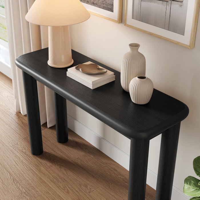 Modway Alvia Oak Wood Console Table in Black - lifestyle view 12