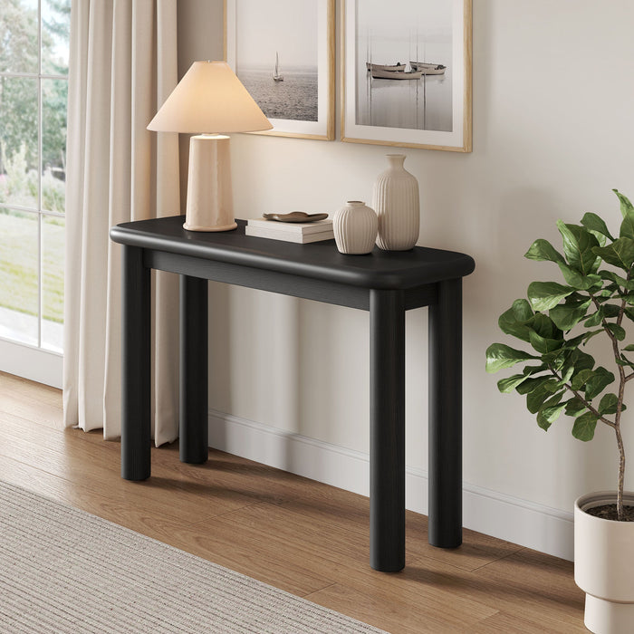 Modway Alvia Oak Wood Console Table in Black - lifestyle view 14