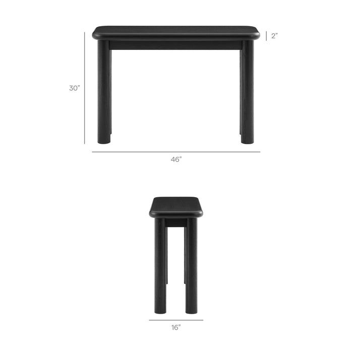 Modway Alvia Oak Wood Console Table in Black - dimensions and specifications 18