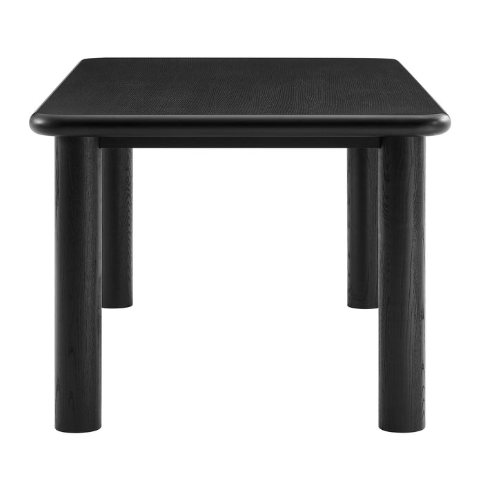 Modway Alvia 72" Rectangular Oak Wood Dining Table in Black - angled view
